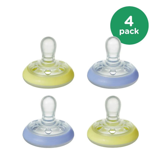 Tommee Tippee Breast-Like Pacifier- Night Time Nocturno (0-6 months) 4 Pcs