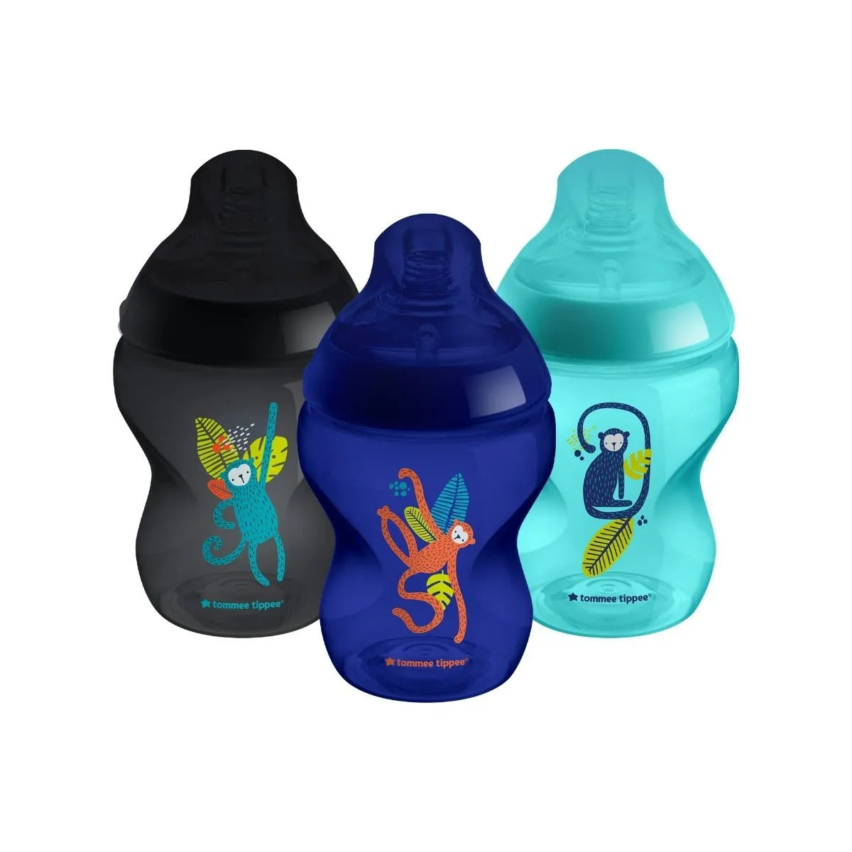 Tommee Tippee Closer to Nature Baby Bottles-Midnight Jungle 3Pack 260ml (0m+)