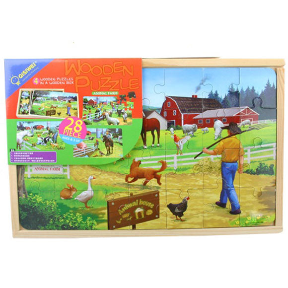 Wooden Puzzle 4 In 1 Animal Farm