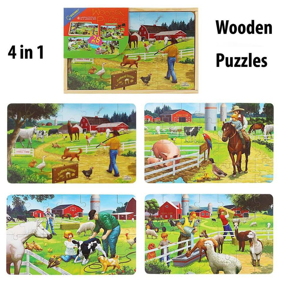 Wooden Puzzle 4 In 1 Animal Farm